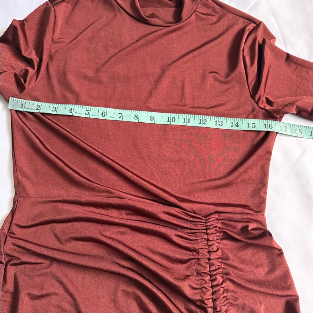 Chic Long Sleeve Ruched Dress - brown - Picture 6 of 8